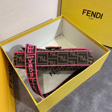 Load image into Gallery viewer, Fendi Baguette Large Bag In FF Fabric With Pink Trim
