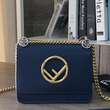 Load image into Gallery viewer, Fendi Small Kan I F Bag In Blue Calfskin
