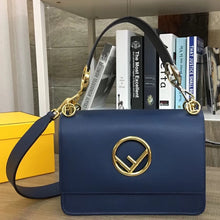 Load image into Gallery viewer, Fendi Kan I F Shoulder Bag In Blue Calfskin
