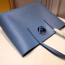 Load image into Gallery viewer, Fendi Blue Leather Logo Shopper Bag
