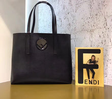 Load image into Gallery viewer, Fendi Black Leather Logo Shopper Bag
