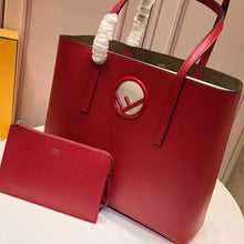 Load image into Gallery viewer, Fendi Red Leather Logo Shopper Bag
