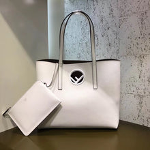 Load image into Gallery viewer, Fendi White Leather Logo Shopper Bag
