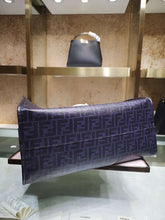 Load image into Gallery viewer, Fendi Black Glazed Fabric Shopper White Logo Bag
