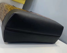 Load image into Gallery viewer, Fendi Logo Shopper Bag In Glazed Fabric With Black Leather
