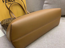 Load image into Gallery viewer, Fendi Logo Shopper Bag In Glazed Fabric With Tan Leather
