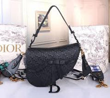 Load image into Gallery viewer, Dior Saddle Bag In Black Braided Leather Strips With Fringe
